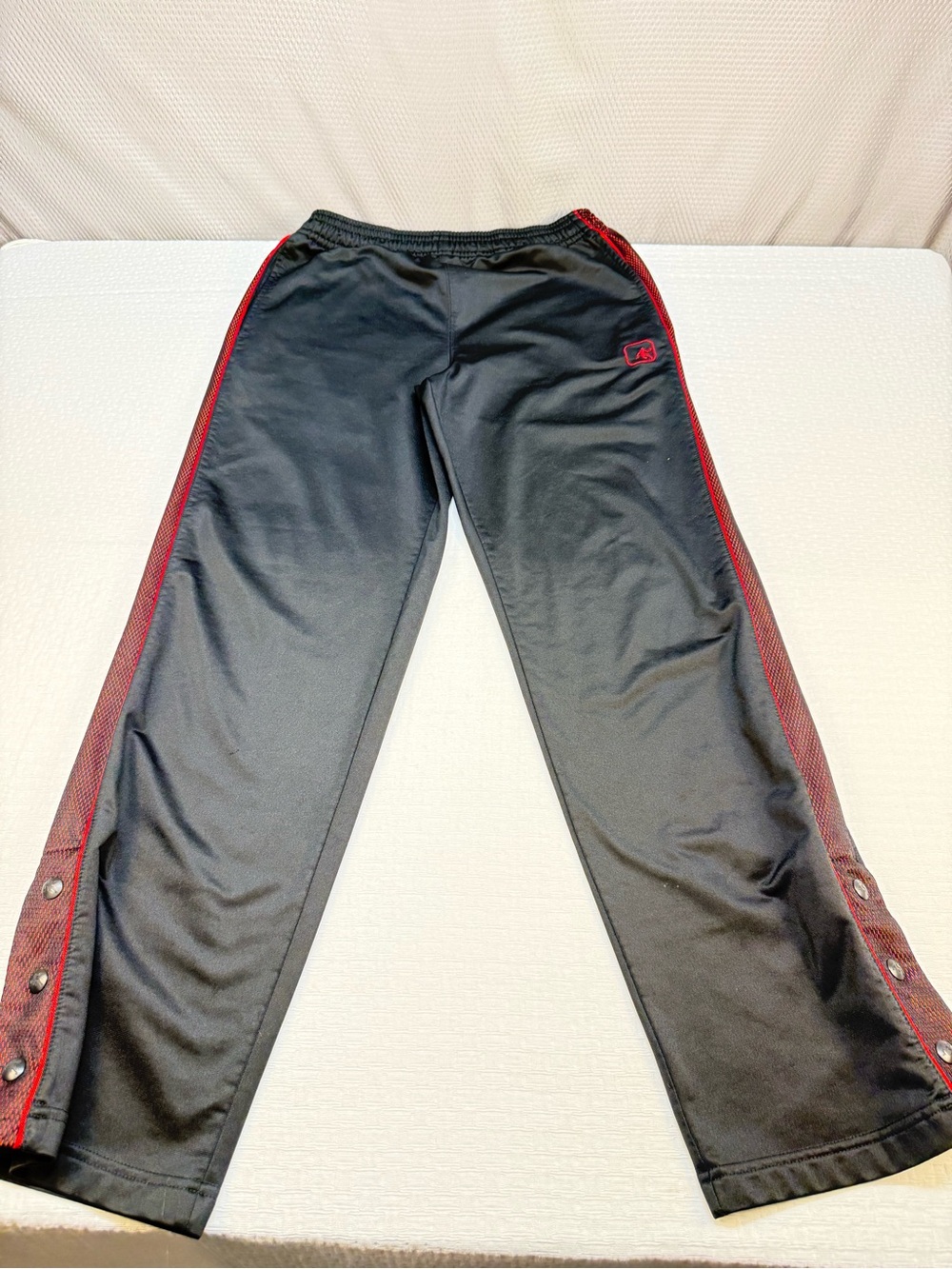 And1 Black Joggers with Red Side Stripes and Snap Buttons